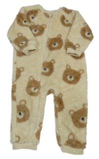 Světlebéžová chlupatá kombinéza s medvědy Next