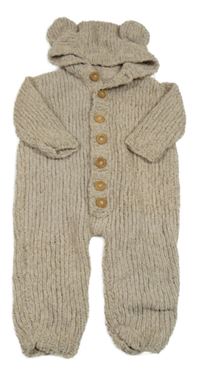 Béžová žinylková kombinéza s kapucí 