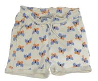 Bílo-modro-růžové teplákové kraťasy s motýlky Kiki&Koko