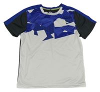 Tmavomodro-bílo-šedé sportovní tričko