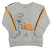 Šedá mikina s dinosaurem a pruhy Kiki&Koko