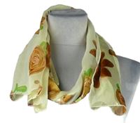 Dámský světležlutý pruhovaný šátek s květy 