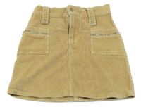 Medová manšestrová sukně s kapsami One by One