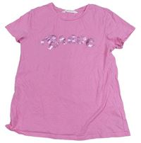 Růžové tričko s nápisem zn. H&M