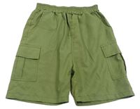 Khaki šusťákové kraťasy s kapsami Shein