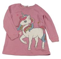 Růžové teplákové šaty s jednorožcem H&M
