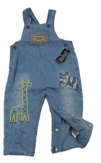 Nové - Světlemodré laclové rifle podšité se zvířátky St. Bernard