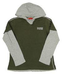 Khaki-šedé triko s kapucí a nápisem Esprit