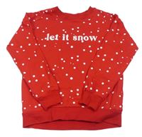 Červená puntíkatá mikina s nápisem Destination