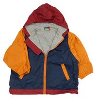 Tmavomodro-oranžová šusťáková jarní bunda s kapucí Topolino