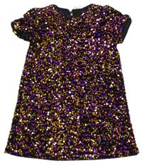 Černo-fialovo-zlaté sametovo/flitrové šaty Name it
