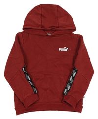 Vínová mikina s logem a kapucí Puma