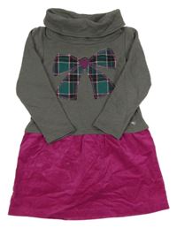 Tmavošedo-růžové teplákové šaty s mašlí Esprit