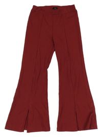Bordó žebrované flare kalhoty River Island