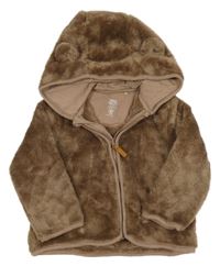 Hnědá chlupatá propínací mikina s kapucí F&F