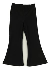 Černé žebrované flare kalhoty Primark