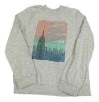 Světlešedá melírovaná mikina s New Yorkem C&A