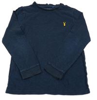 Tmavomodré melírované triko s výšivkou Next