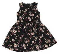 Černo-růžové květované šaty C&A