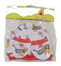 Nové - 3set - Bílo-červená čepice s Púem + rukavice Disney