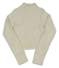Smetanový chlupatý crop svetr New Look