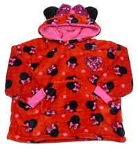 Červená chlupatá domácí mikina s Minnie a kapucí Disney 104-116