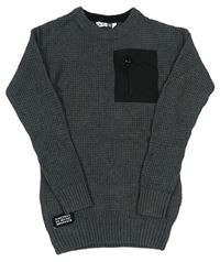 Šedý vzorovaný svetr s kapsou PepCo