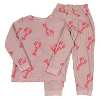 Růžové fleecové pyžamo s humry M&S