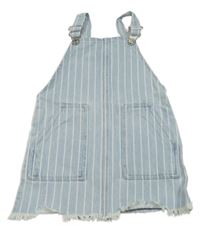 Světlemodré proužkované riflové laclové šaty Denim 
