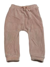 Světlerůžové sametové žebrované kalhoty Nutmeg