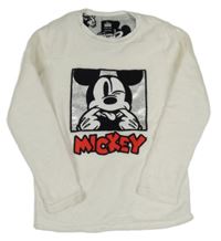 Bílá chlupatá mikina s Mickeym Disney