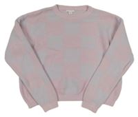 Fialovo-světlerůžový kostkovaný crop svetr Primark