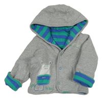 Šedý bavlněný zateplený kabátek s kapucí a zebrou zn. M&S