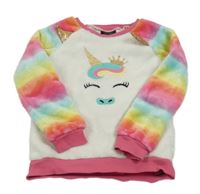 Bílo-barevná plyšová mikina s jednorožcem Picapino 