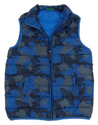 Modro-tmavomodrá army funkční šusťáková zateplená vesta Mountain Warehouse