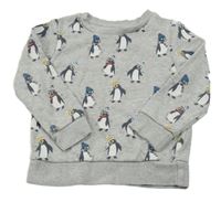 Šedá mikina s tučňáky C&A