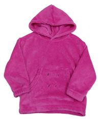 Růžová chlupatá mikina s kapucí 