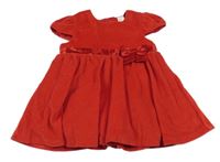 Červené sametové šaty s mašlí H&M