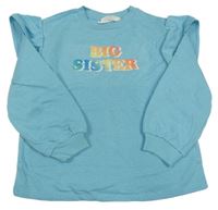 Pomněnková mikina s nápisem a volánky H&M