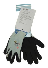 Nové - Světlezeleno-černé pracovní prstové rukavice se včelkou 