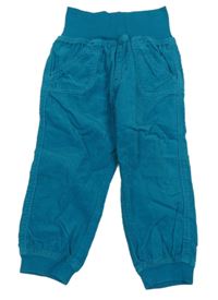 Azurové manšestrové kalhoty Lupilu 