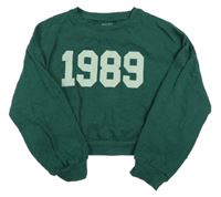 Tmavozelená crop mikina s číslem Next