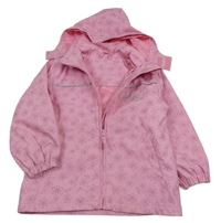 Růžová nepromokavá kytičkovaná jarní bunda s kapucí C&A