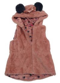 Růžová kožešinová vesta s kapucí - Minnie Disney 
