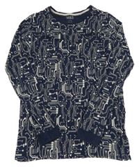 Tmavomodré triko se vzorem M&S vel. 16 let