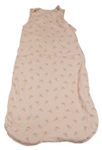 Světlerůžový bavlněný zateplený spací pytel s kytičkami George 