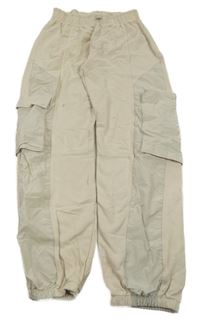 Béžové teplákovo/šusťákové cargo cuff kalhoty Zara