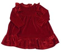 Červené sametové šaty s volánky F&F