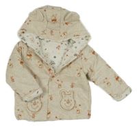 Béžový bavlněný zateplený kabátek s medvídkem Pú a kapucí Primark