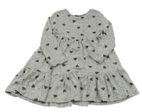 Šedé melírované úpletové šaty se srdíčky F&F